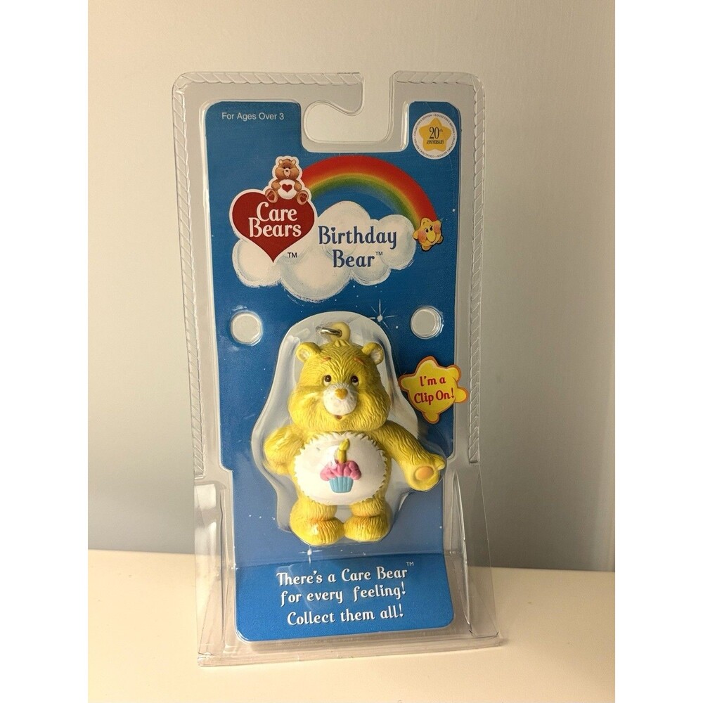 Care Bears Birthday Bear Clip On 2003 NOS RARE Keychain Bag Charm Y2K Collector